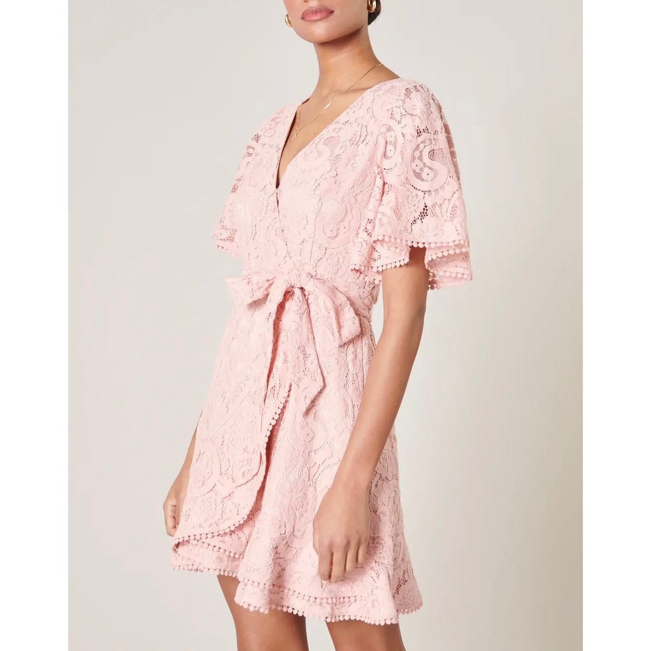 Keziah Lace Ruffle Mini Dress