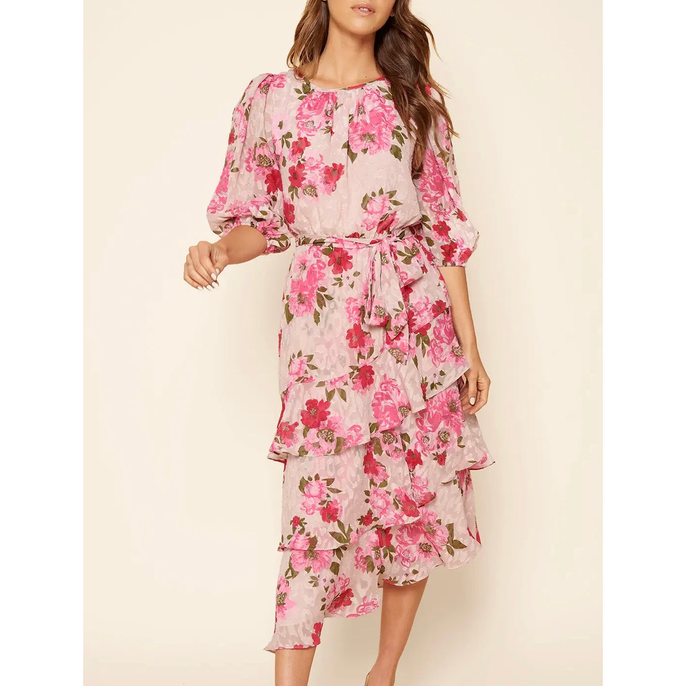 Adaline Puff Sleeve Midi Dress