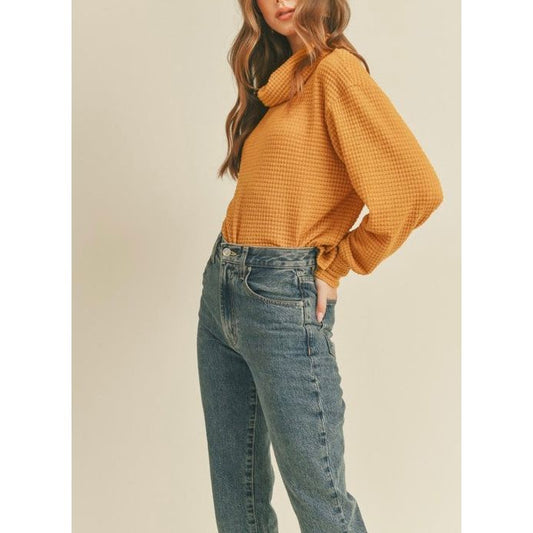 Alice Turtleneck Long Sleeve Top In Mustard