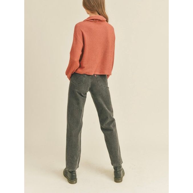 Alice Turtleneck Long Sleeve Top In Rust