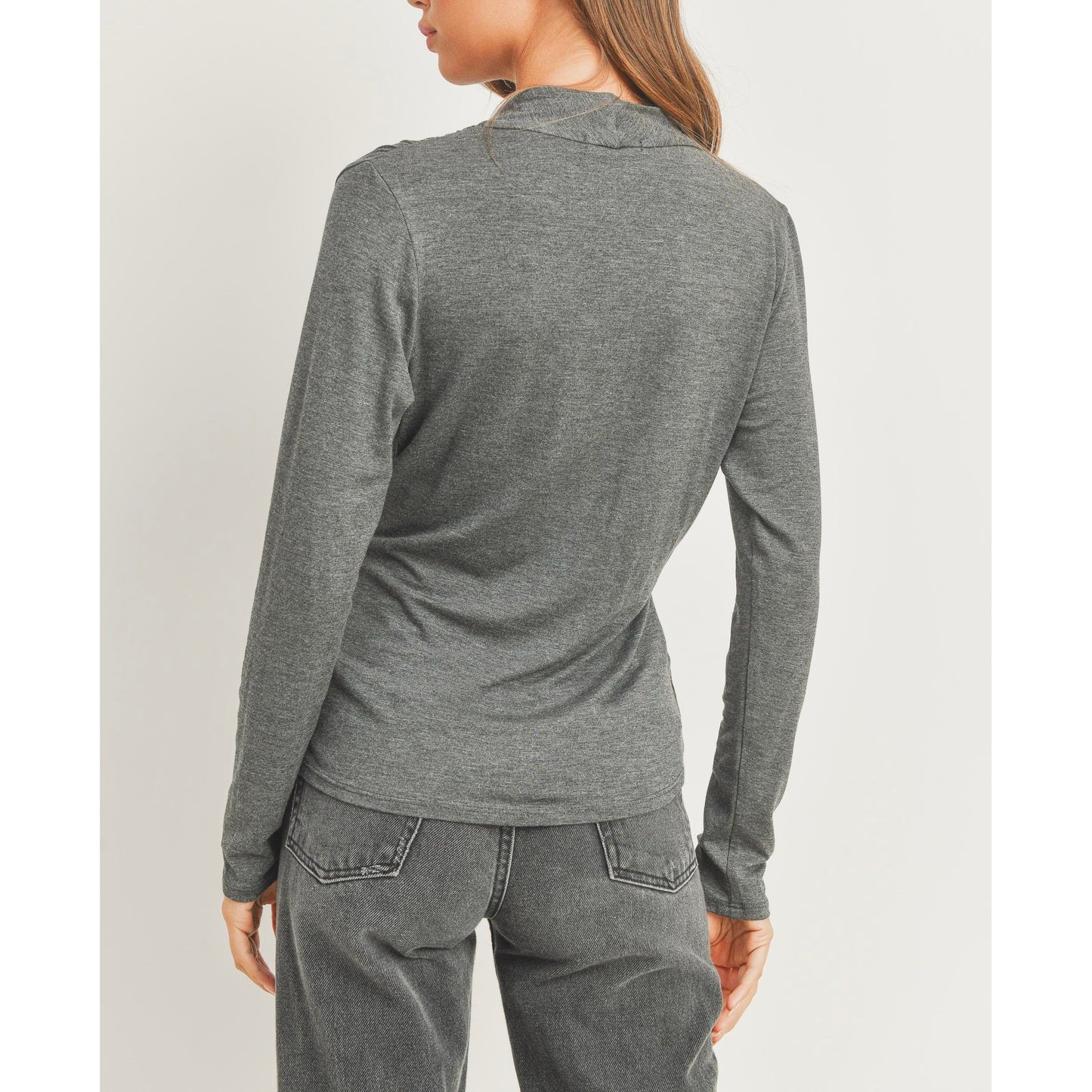 Charmaine Overlap Wrap Top - Grey