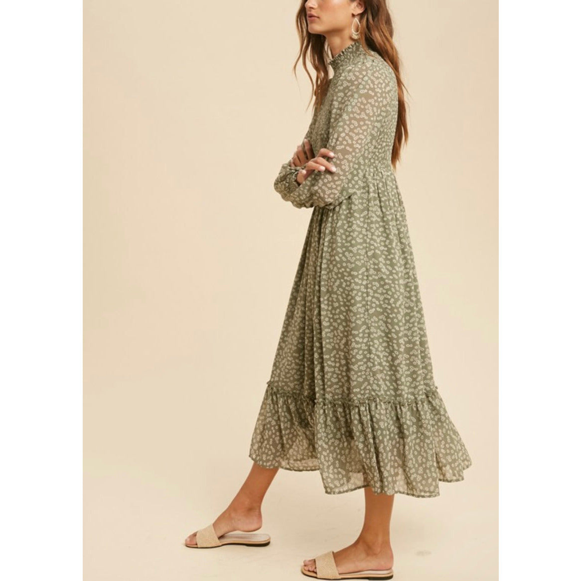 Norah Sage Floral Spring Midi Dress