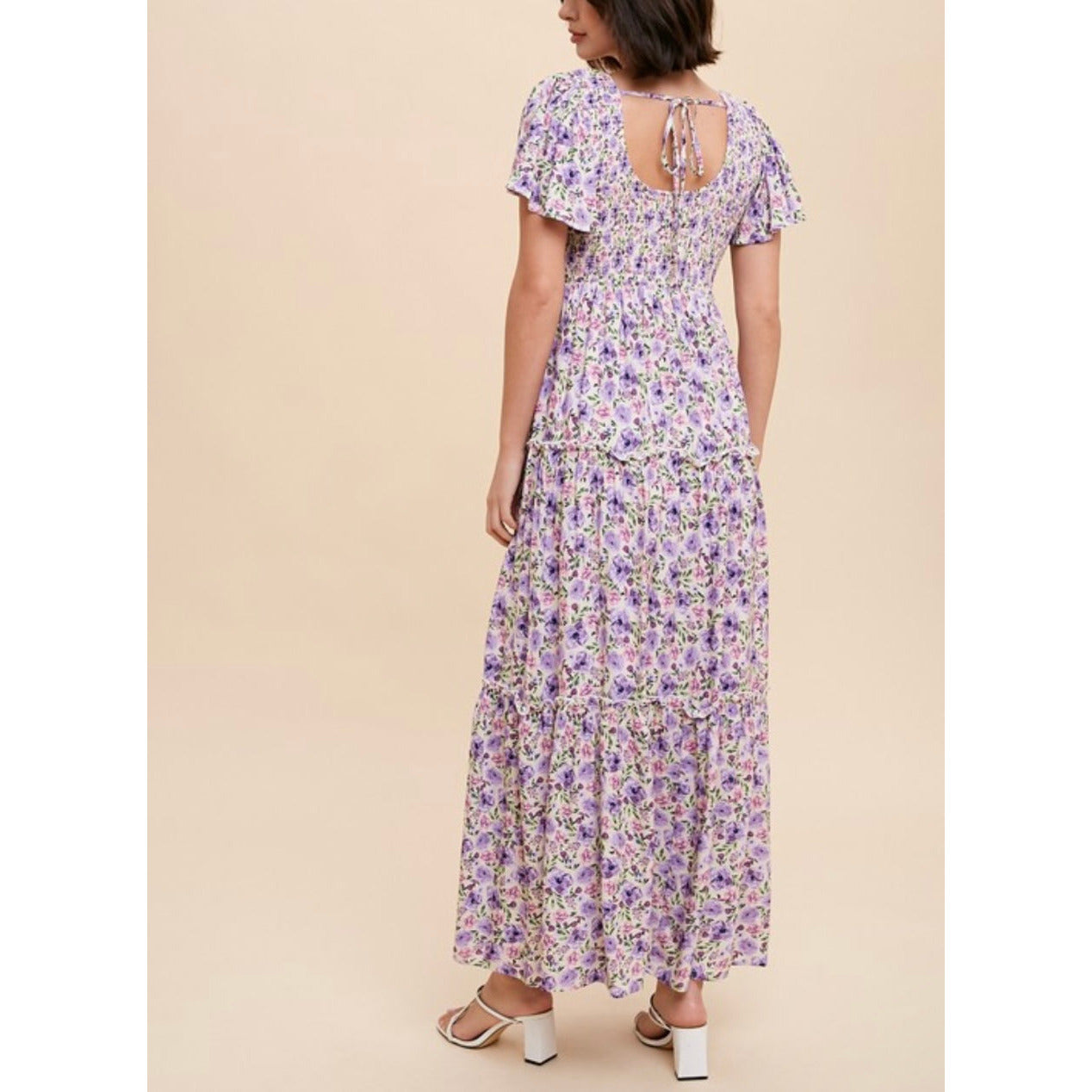Jasmine Floral Tiered Maxi Dress in Lavender