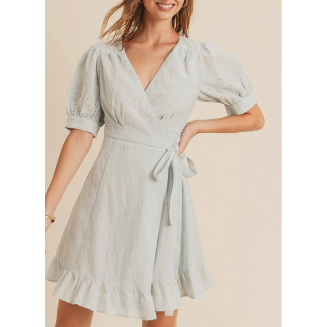 Kara Summer Embroidered Dress in Blue