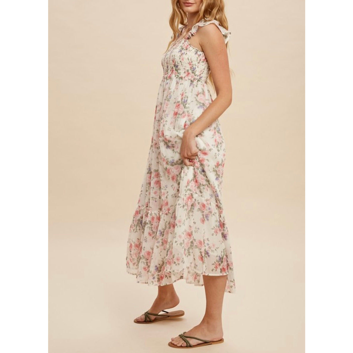Miriam Spring Chiffon Dress in White