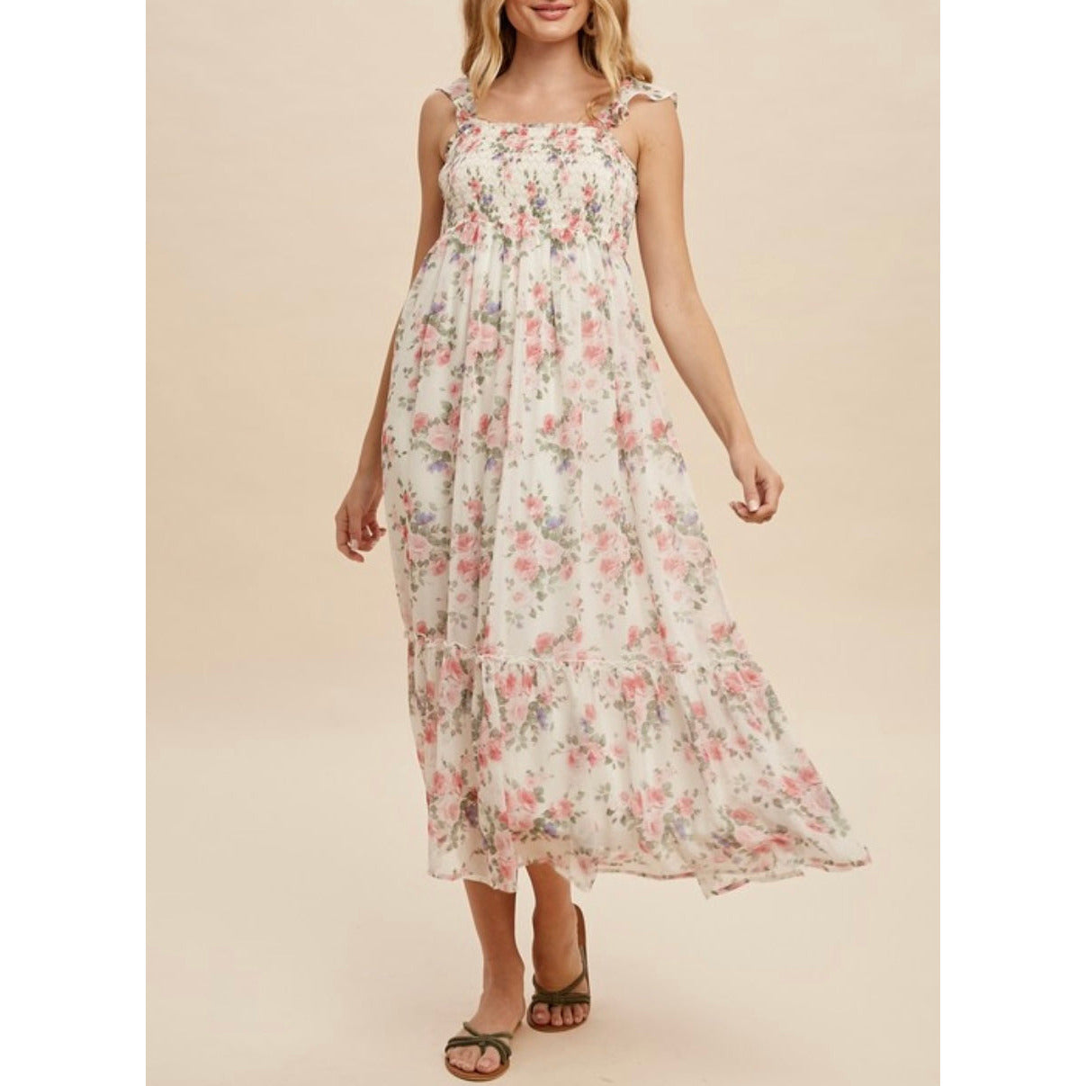 Miriam Spring Chiffon Dress in White