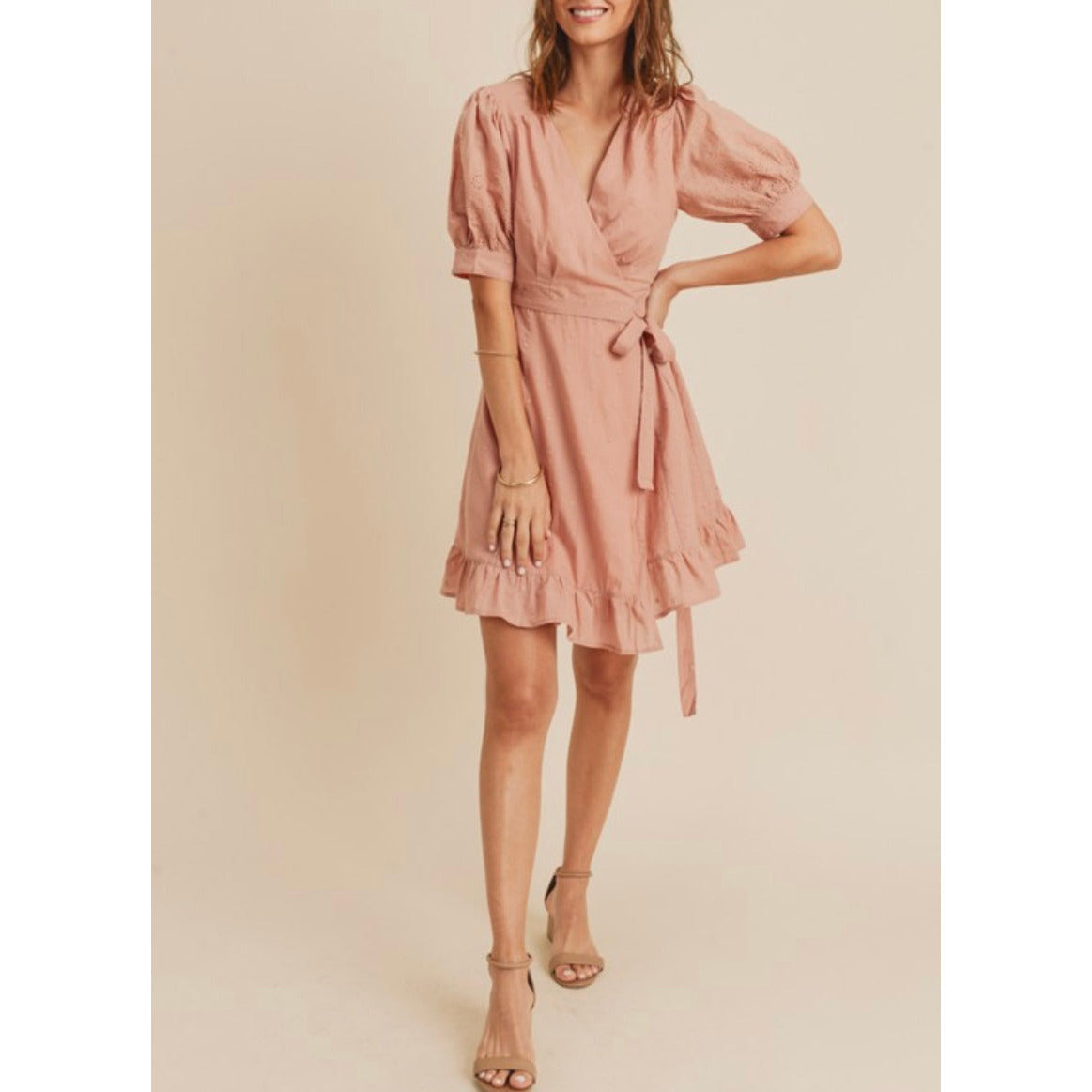 Kara Summer Embroidered Dress in Pink