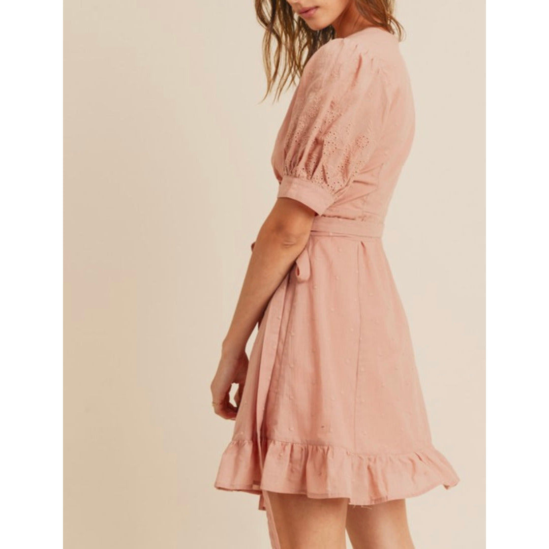 Kara Summer Embroidered Dress in Pink