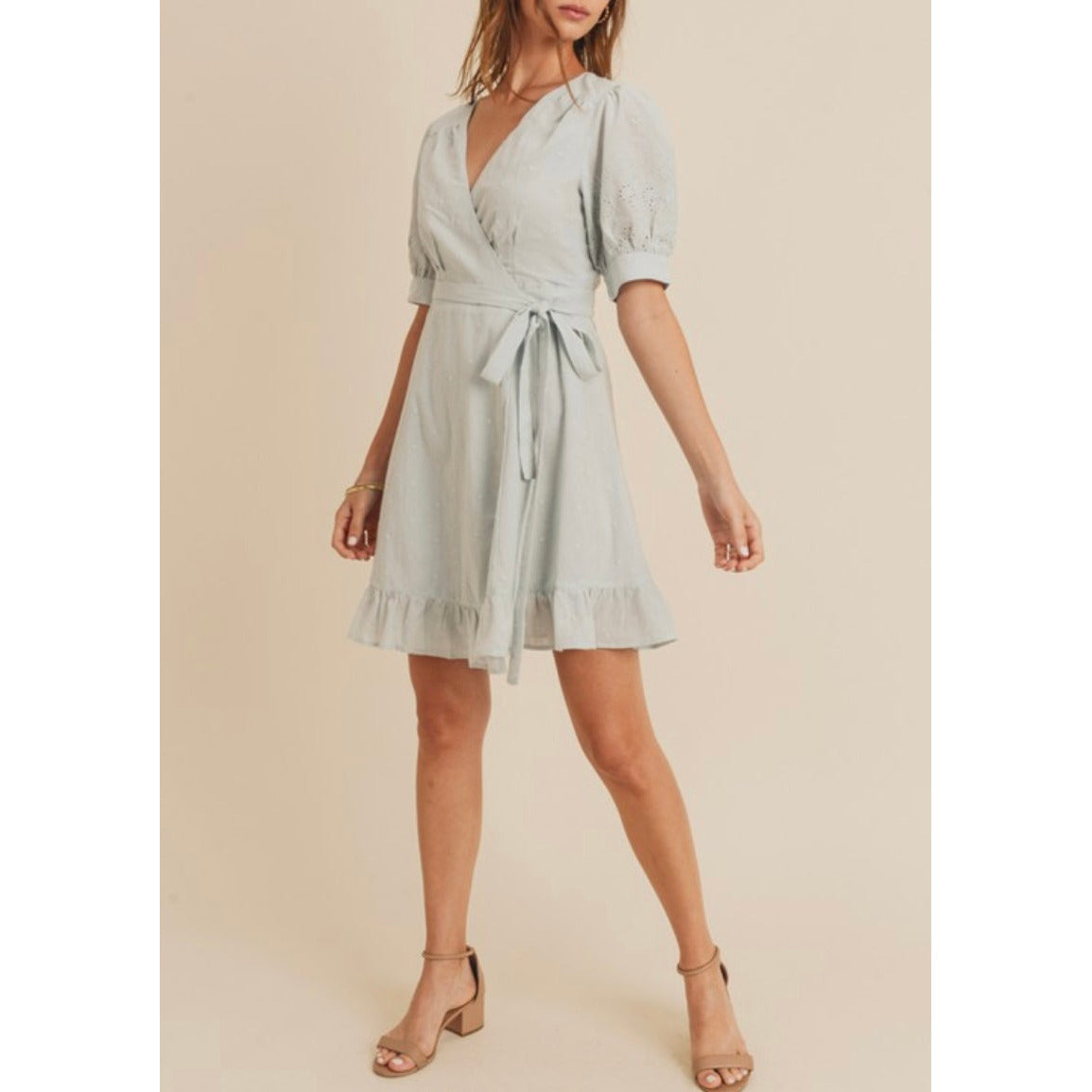 Kara Summer Embroidered Dress in Blue