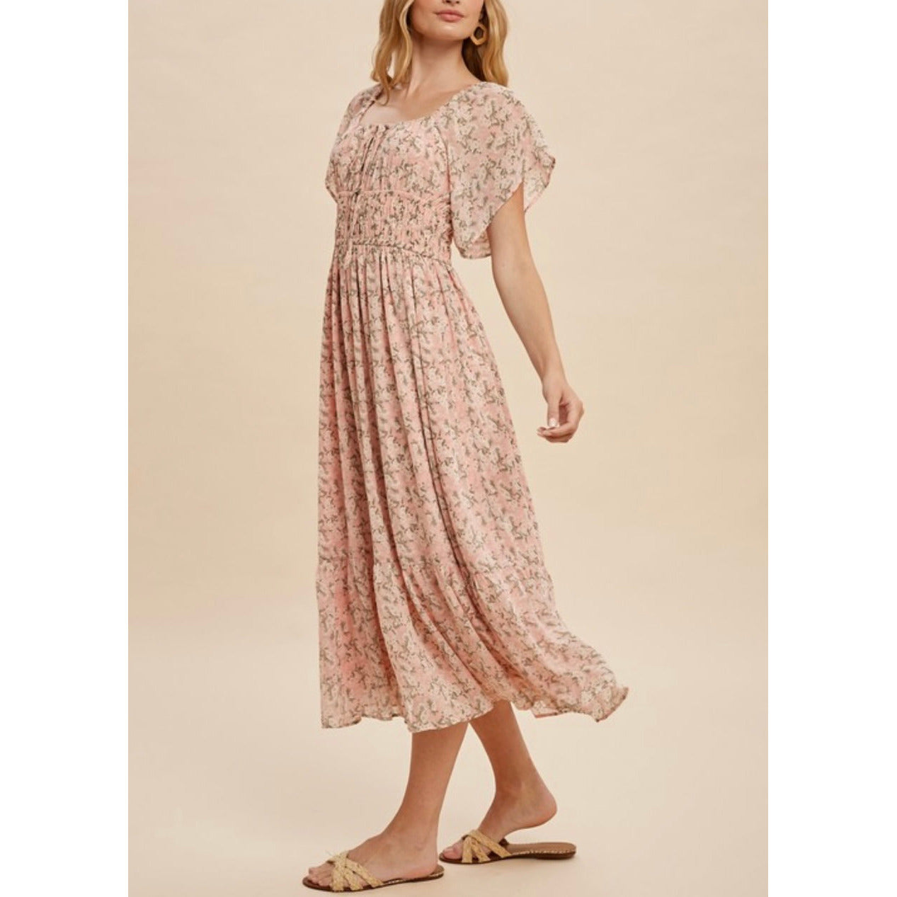 Danna Napa Midi Dress in Pink