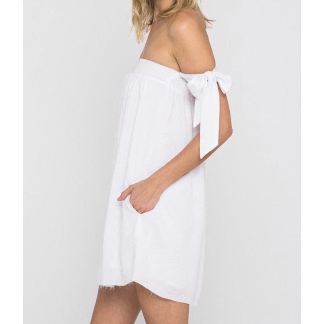 Nora Spring Off Shoulder Mini Dress - White