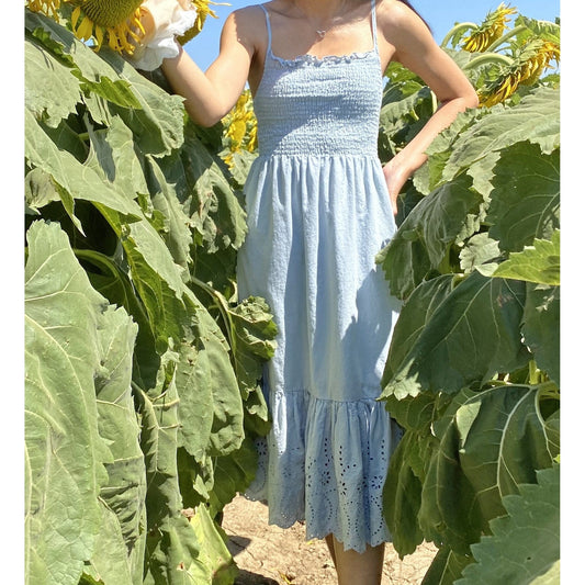 Blake Ruffle Midi Dress - Blue