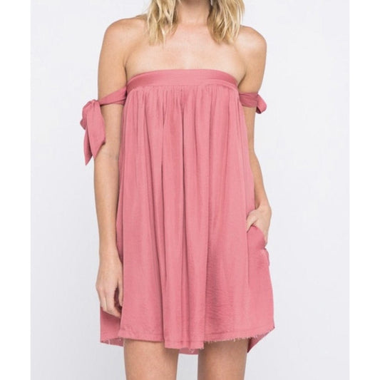 Nora Spring Off Shoulder Mini Dress - Pink