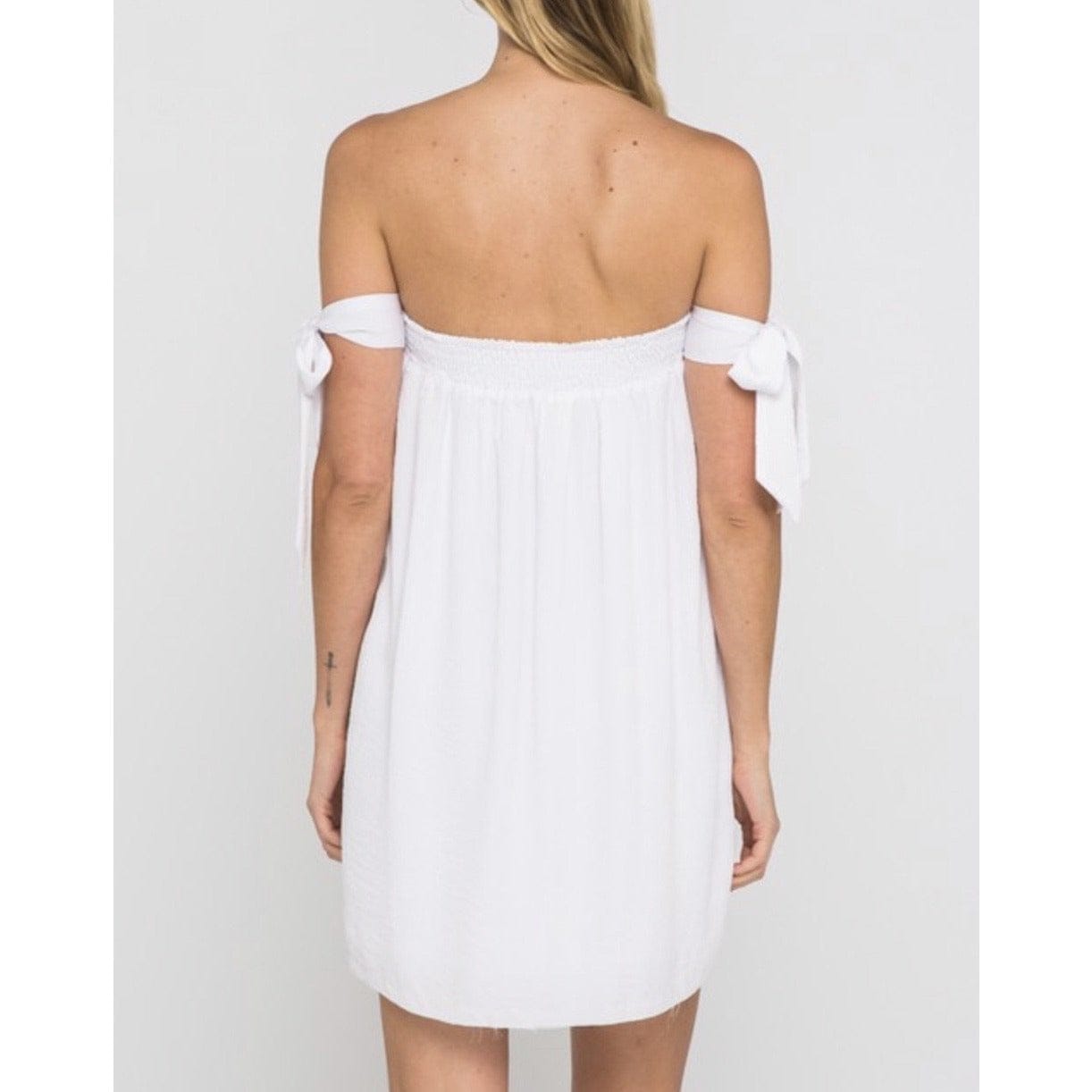 Nora Spring Off Shoulder Mini Dress - White