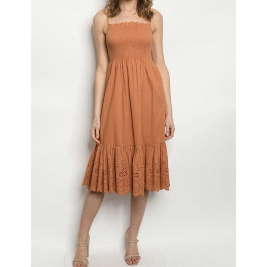 Blake Smocked Top Dress - Rust