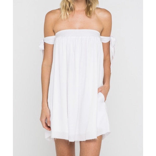 Nora Spring Off Shoulder Mini Dress - White