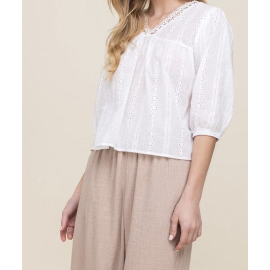Mia Spring Lace Top - White