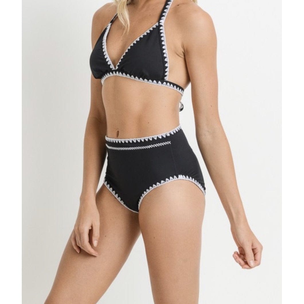 Hazel Black White High Waist Bikini Set