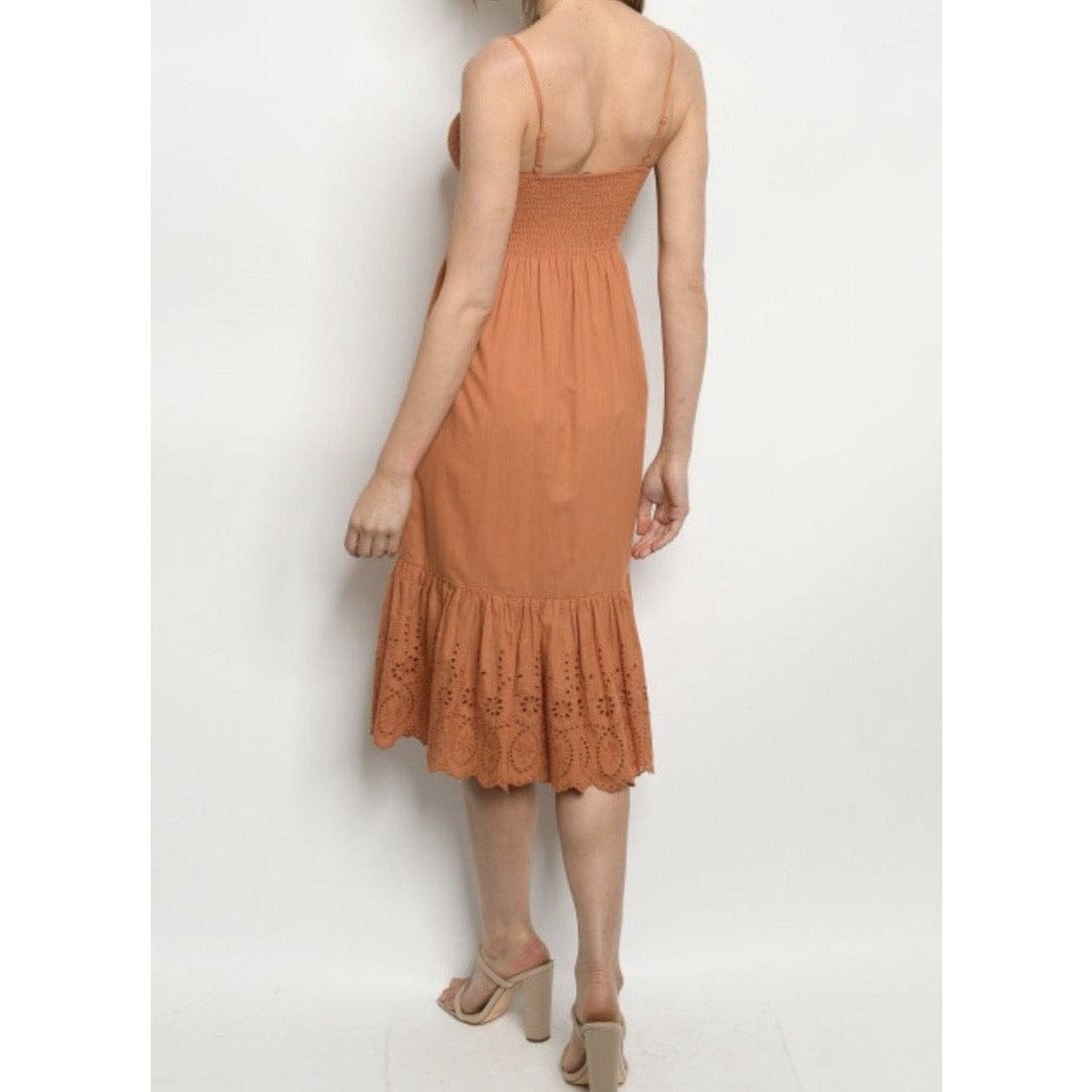 Blake Smocked Top Dress - Rust